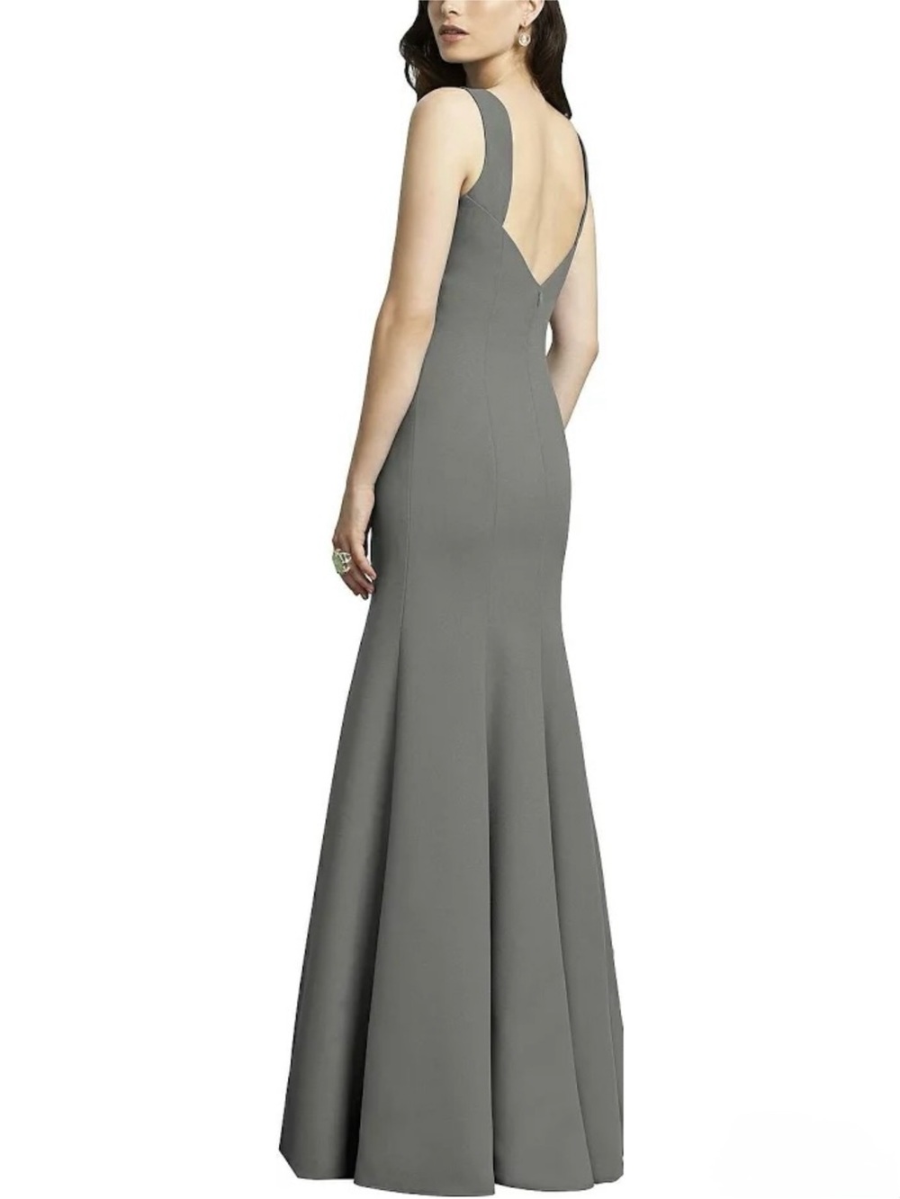 Dessy Collection Women's Low-Back Bateau-Neck Full Length Gown 2936 Gray Size 18
